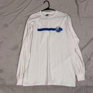 Gildan Men's White and Blue Tshirt